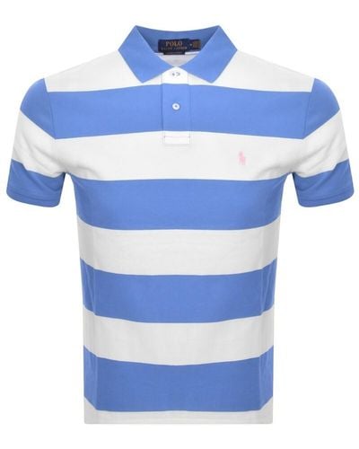 Ralph Lauren Striped Polo T Shirt - Blue