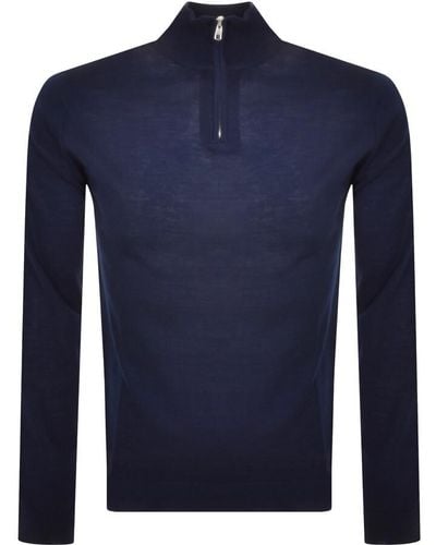 Oliver Sweeney Curragh Half Zip Knit Sweater - Blue