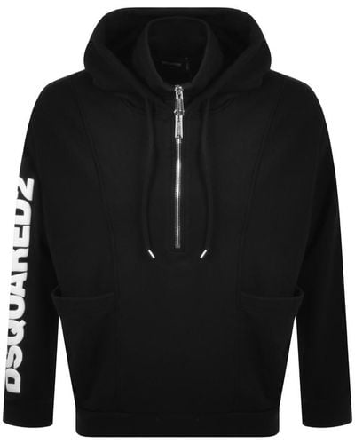 DSquared² Double Neck Pullover Hoodie - Black