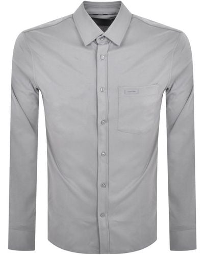 Calvin Klein Long Sleeve Slim Fit Shirt - Gray