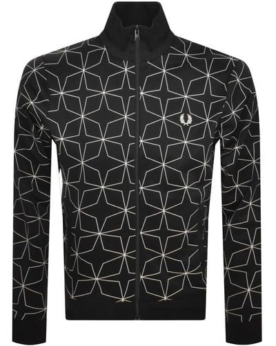 Fred Perry Geometric Track Top - Black