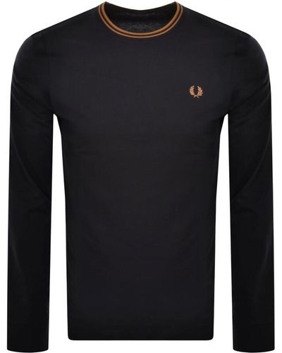 Fred Perry Twin Tipped Long Sleeved T Shirt - Black