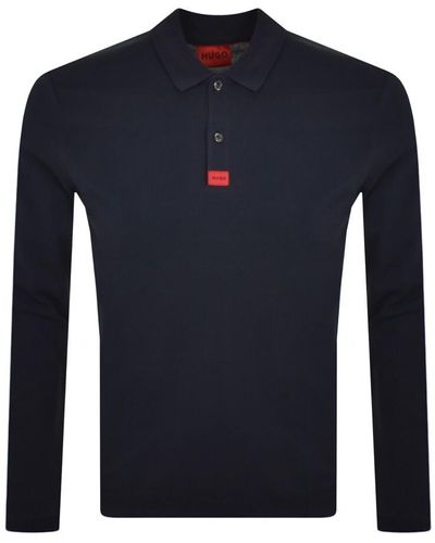 HUGO Deresolo 222 Long Sleeve Polo T Shirt - Blue