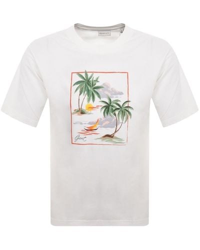 GANT Hawaii Print T Shirt - Gray