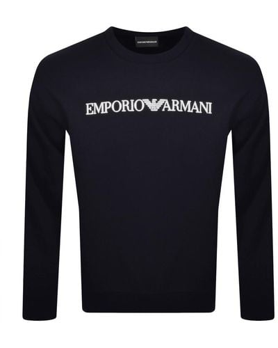 Armani Emporio Crew Neck Logo Sweatshirt - Blue