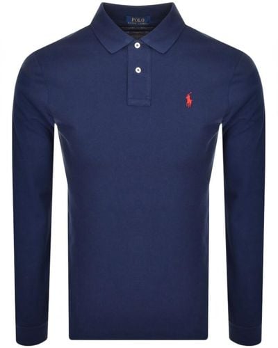 Ralph Lauren Long Sleeved Polo T Shirt - Blue
