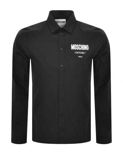 Moschino Long Sleeve Logo Shirt - Black
