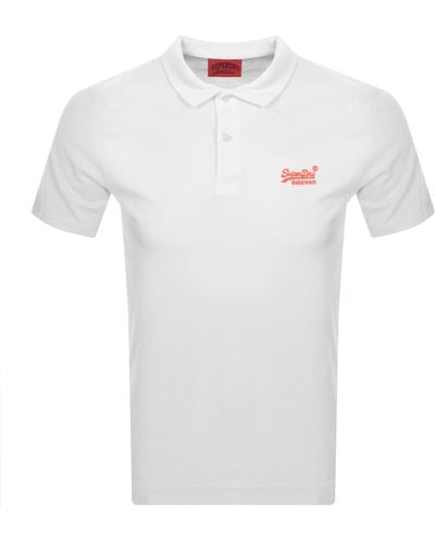 Superdry Essential Logo Neon Polo T Shirt - White