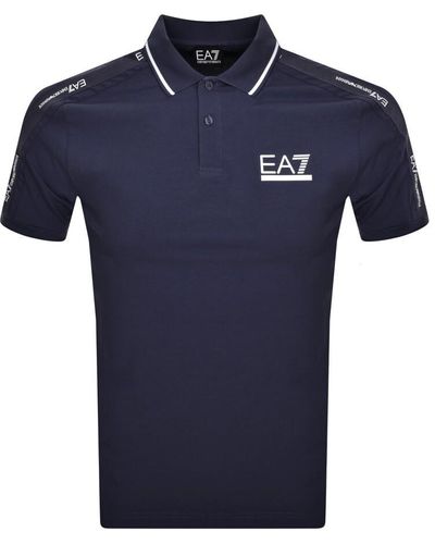 EA7 Emporio Armani Tipped Polo T Shirt - Blue