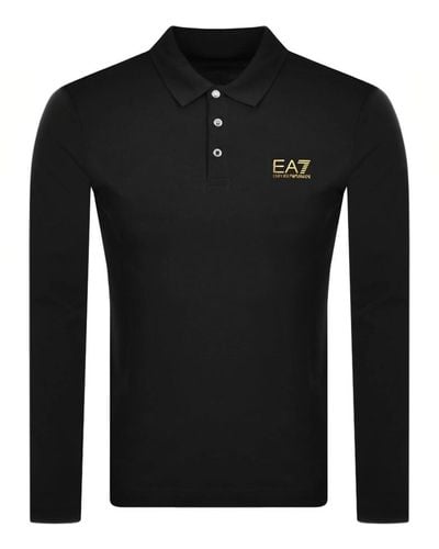 EA7 Emporio Armani Long Sleeved Polo T Shirt - Black