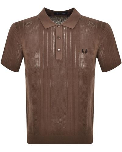 Fred Perry Knitted Polo T Shirt - Brown