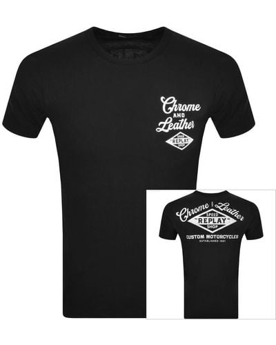 Replay Logo Crew Neck T Shirt - Black
