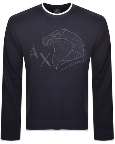Armani Exchange Crew Neck Logo Sweatshirt - Blue