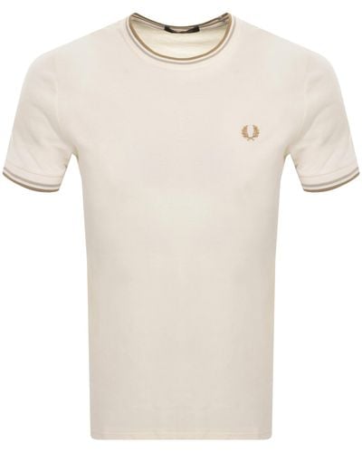 Fred Perry Twin Tipped T Shirt - Natural
