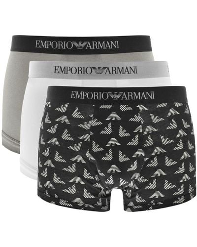 Armani Emporio Underwear Three Pack Trunks - Gray