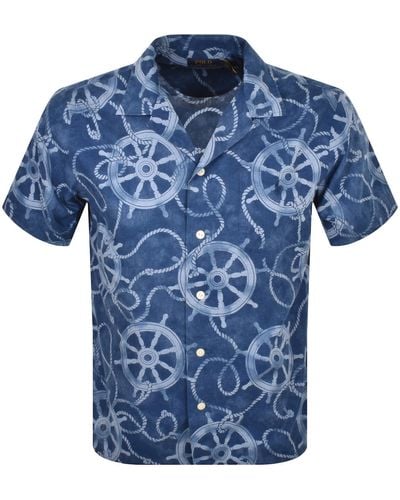 Ralph Lauren Short Sleeve Patterned Shirt - Blue