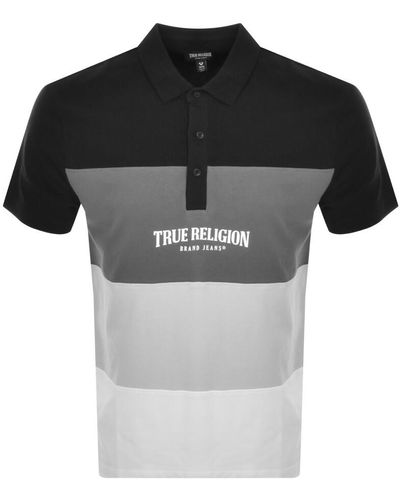 True Religion Panel Polo T Shirt - Black