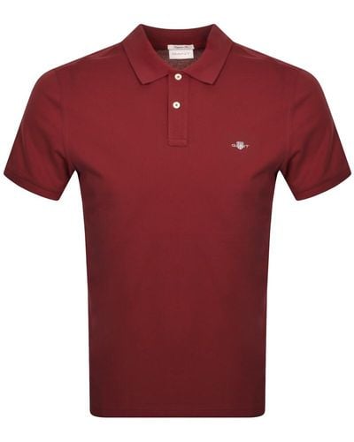 GANT Regular Shield Pique Polo T Shirt - Red