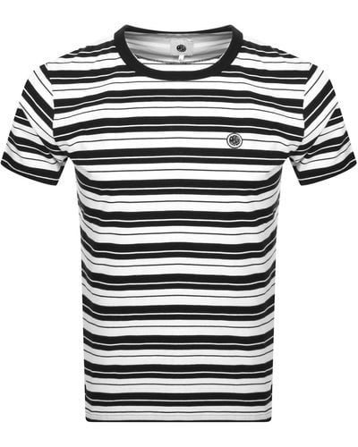 Pretty Green Capella Stripe Logo T Shirt - Black