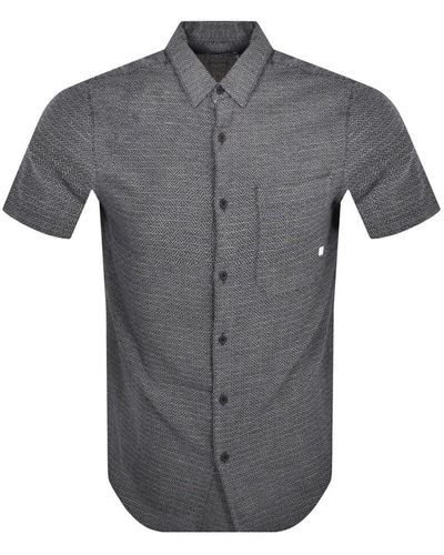 Farah Jacquard Short Sleeve Shirt - Grey