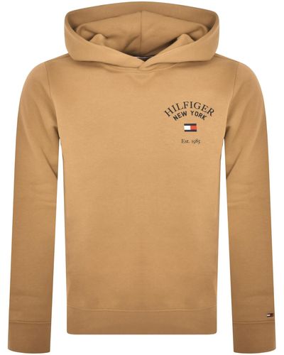 Tommy Hilfiger Logo Pullover Hoodie - Natural