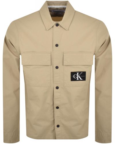 Calvin Klein Jeans Cargo Overshirt Jacket - Natural