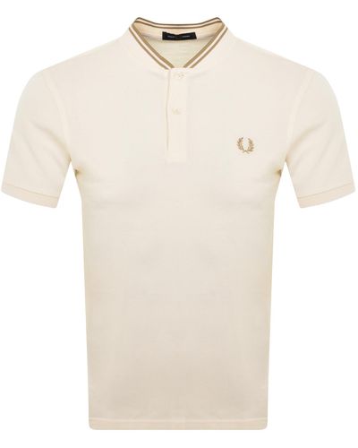Fred Perry Bomber Collar Polo T Shirt - Natural