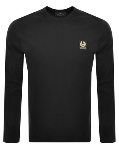 Belstaff Logo Long Sleeve T Shirt - Black