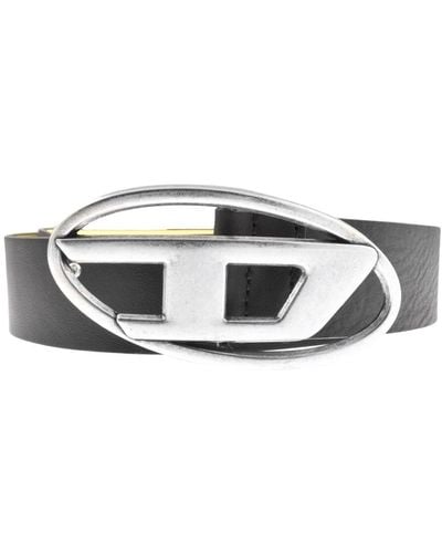 DIESEL Oval Reversible Logo Belt - Black