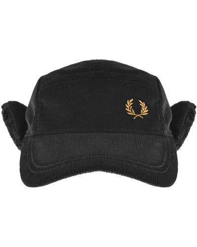 Fred Perry Corduroy Trapper Cap - Black