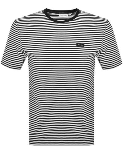 Calvin Klein Logo Stripes T Shirt - Black