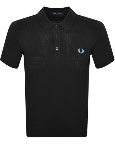 Fred Perry Knitted Polo T Shirt - Black