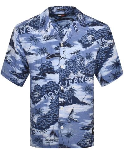 Tommy Hilfiger Hawaiian Short Sleeve Shirt - Blue