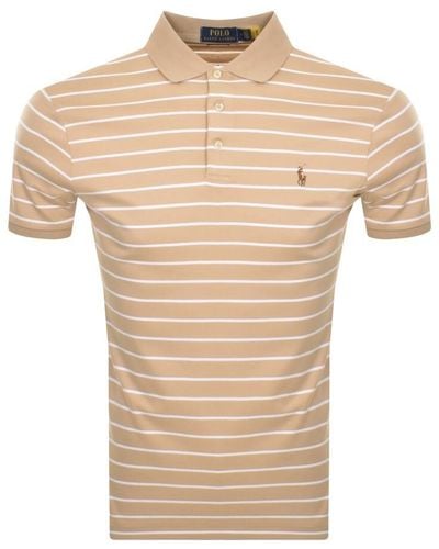 Ralph Lauren Stripe Slim Fit Polo T Shirt - Natural