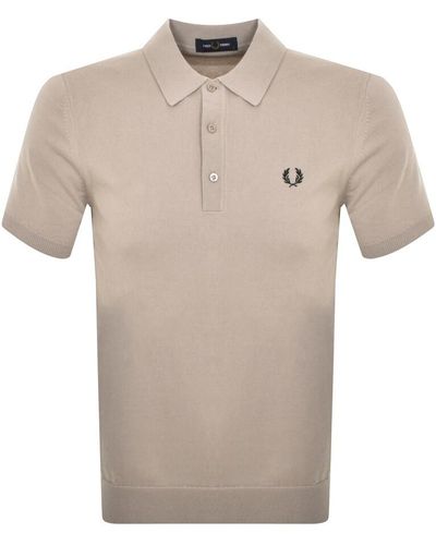 Fred Perry Knitted Polo T Shirt - Natural