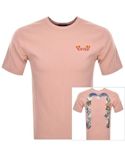 Evisu 1991 Logo T Shirt - Pink