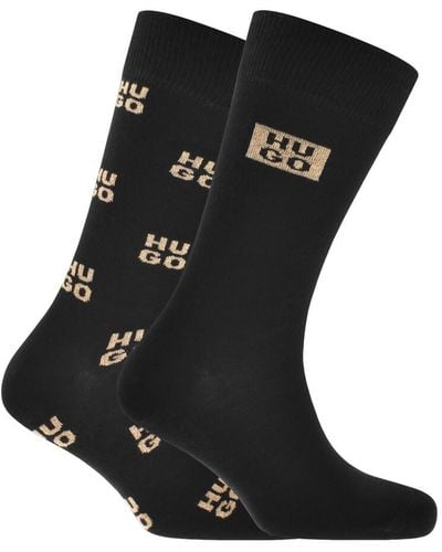 HUGO 2 Pack Logo Socks Gift Set - Black