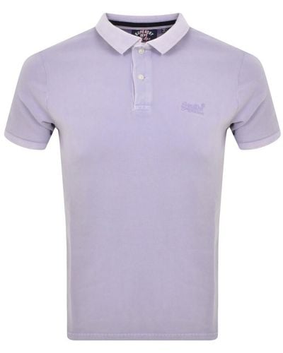Superdry Short Sleeved Polo T Shirt - Purple
