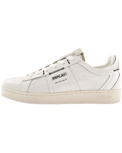 Replay Wilhot Men's Lace Up Side Zip Synthetic Low Top Sneakers In White  Size 11