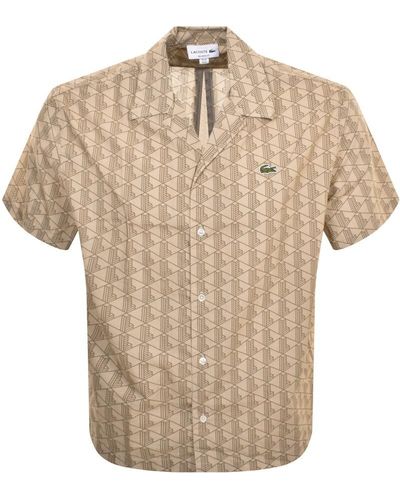 Lacoste Check Short Sleeved Shirt - Natural