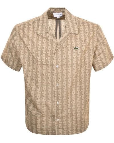 Lacoste Check Short Sleeved Shirt - Natural