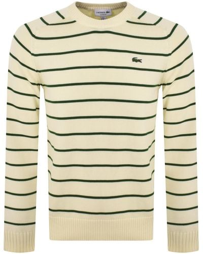 Lacoste Stripe Knit Sweater - Natural