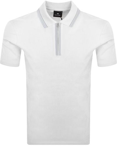 Paul Smith Half Zip Polo T Shirt - White