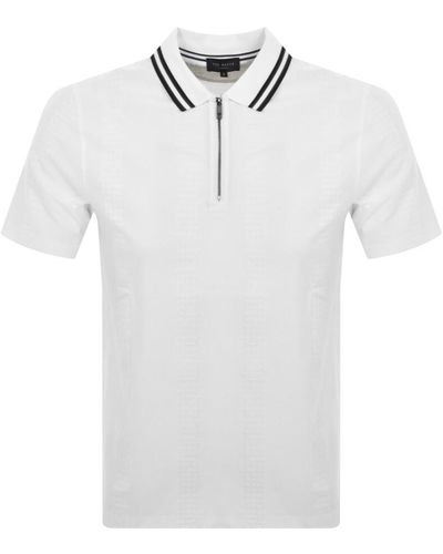 Ted Baker Orbite Jacquard Polo T Shirt - White