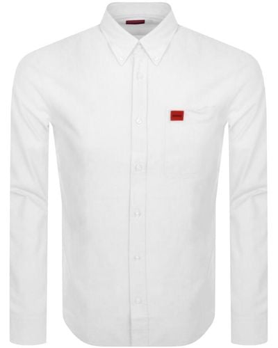 HUGO Long Sleeved Evito Shirt - White