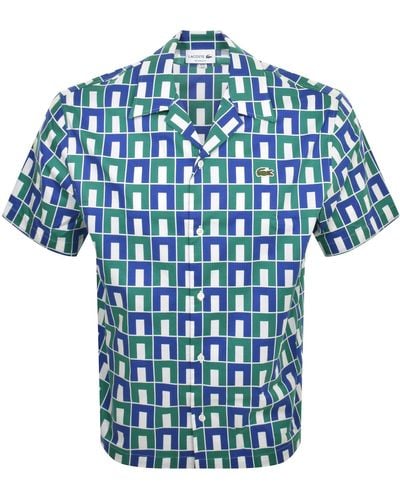 Lacoste Patterned Short Sleeved Shirt - Blue