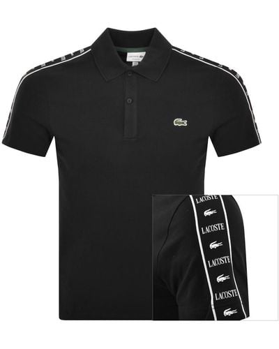 Lacoste Taped Logo Polo T Shirt - Black