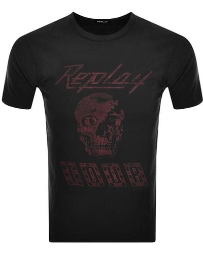 Replay Logo T Shirt - Black