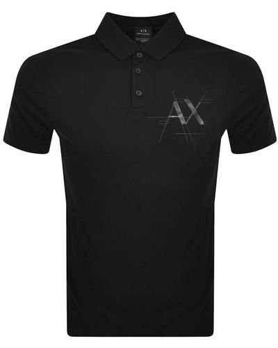 Armani Exchange Logo Polo T Shirt - Black