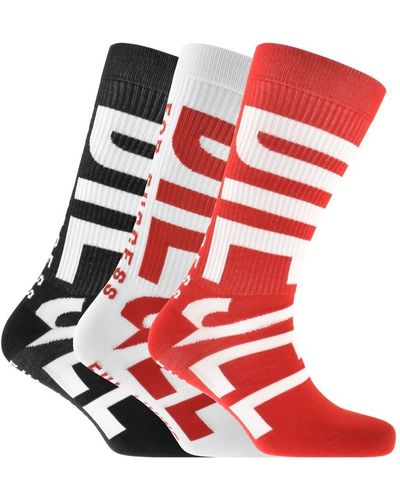 DIESEL Ray Three Pack Socks - Red